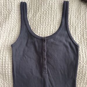 Abercrombie & Fitch Ribbed Blue Henley Tank Top, Size XS, Excellent Condition